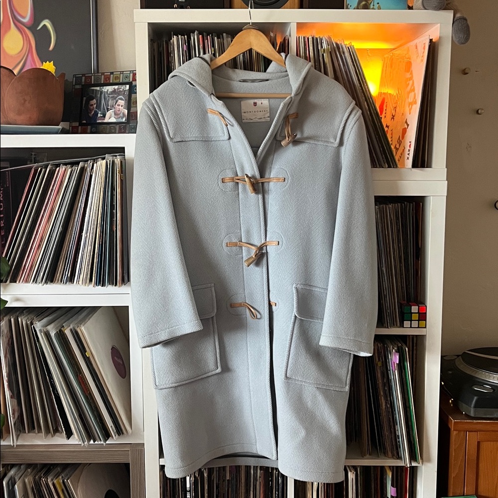 Montgomery England Blue Wool Coat size M with hood